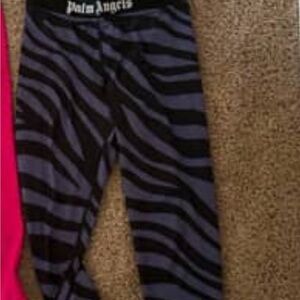 Palm Angels Black and Blue Zebra Leggings